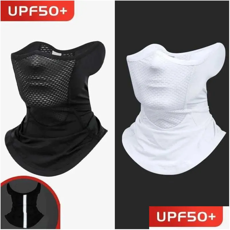 UPF 50+ Ice Silk Sports Neck Gaiter Outdoor Dust Sunscreen Motorcycle Cycling Half Face Mask