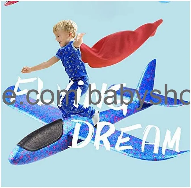 bootaa airplane toys 17.5 large throwing foam plane 2 flight mode foam gliders birthday gifts for kids 3 4 5 6 7 8 9 10 11 12 year old boys kids girls outdoor yard family game toys