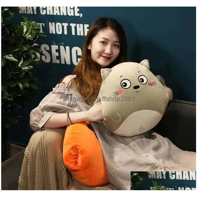 cushion/decorative stuffed hand warmer bag cartoon animal blanket cute cushion blanket home car travel for children girl gift r231117