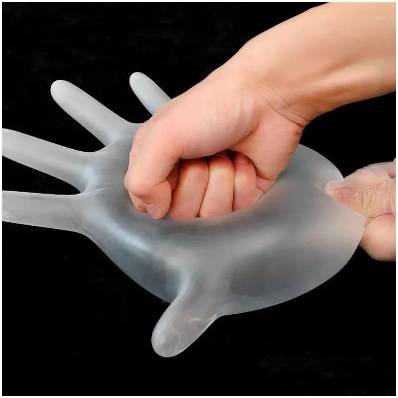 disposable gloves 100pcs pvc transparent vinyl food grade thickened powder for kitchen/cleaning/food/baking/beauty