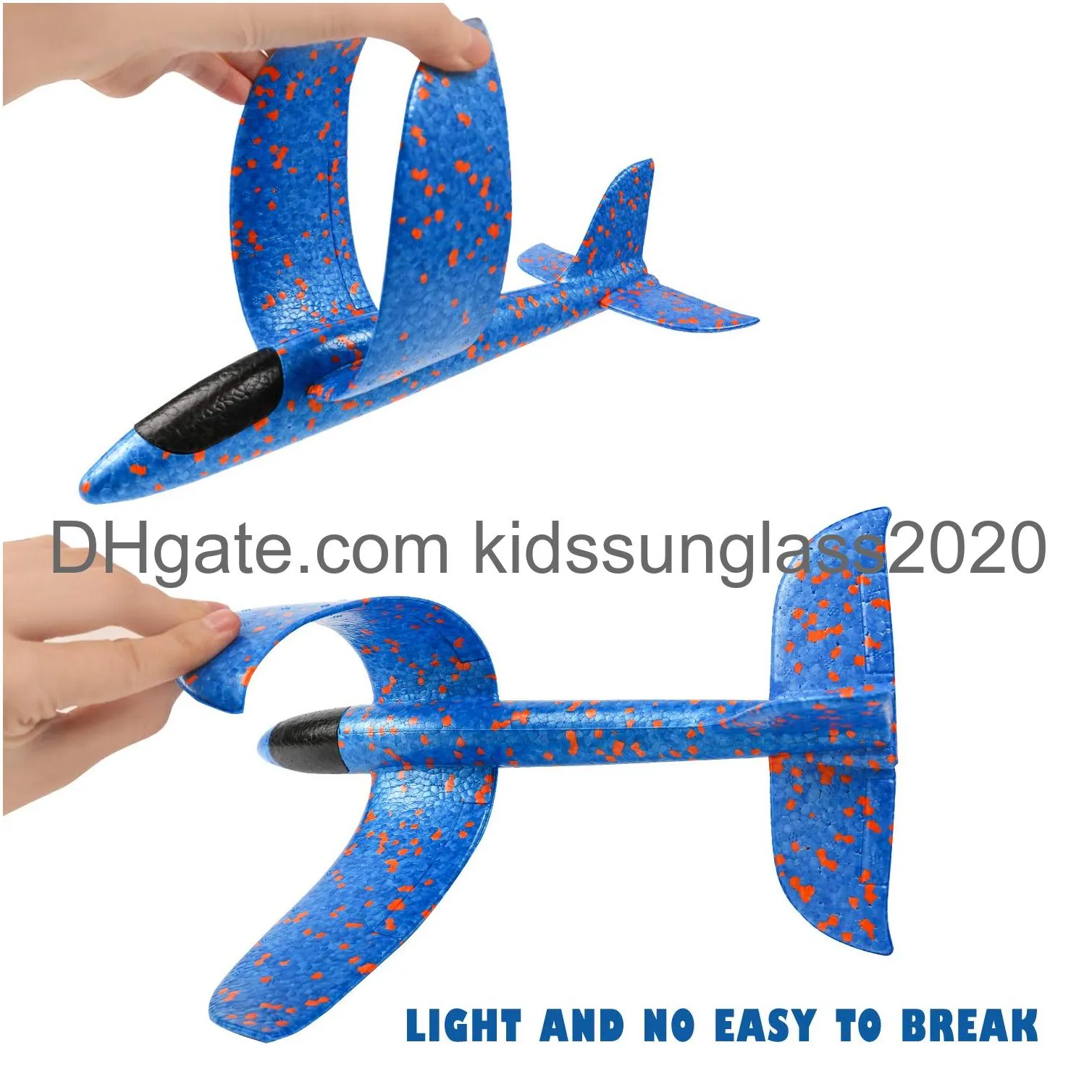 kizh throwing foam airplane toys 13.5 inches flying glider inertia plane manual circling functions flying aircraft fun best outdoor fun for kids children boys girls