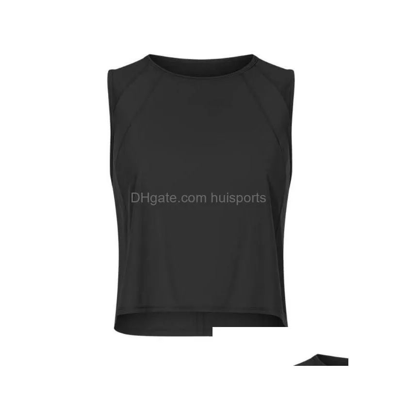 ll hollow out back mesh tank tops yoga outfits breathable quick dry gym clothes women vest fitness shirt lu-50