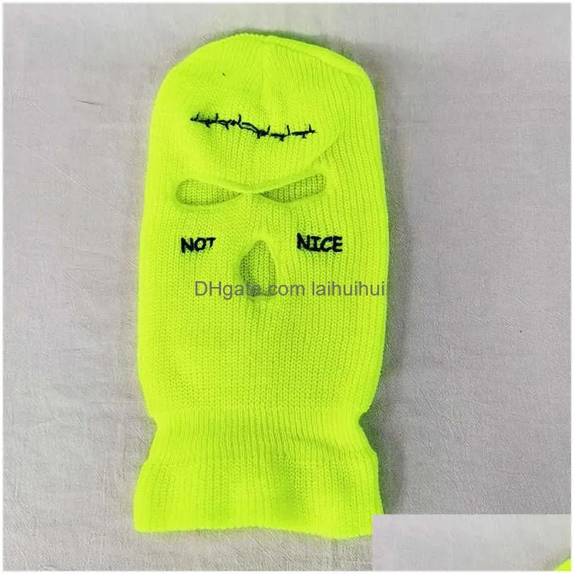 cycling caps masks 2022 aldult autumn winter ski mask 3-hole keep warm knit hat full face cover balaclava hats funny party embroidered beanies caps