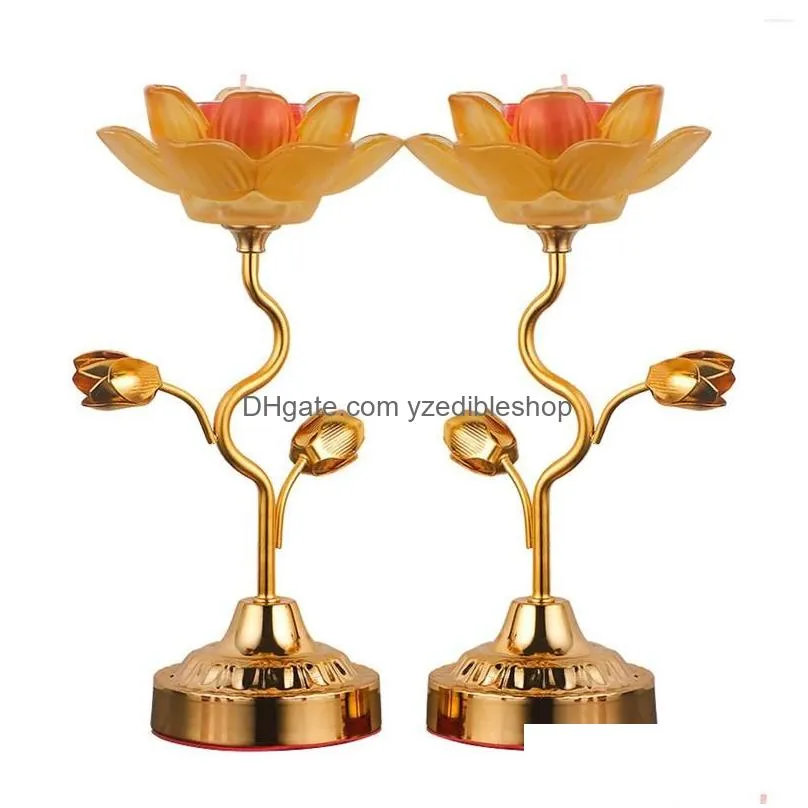 Candle Holders 2X Lotus Ghee Lamp Holder Butter Candlestick For Bedroom Drop Delivery Home Garden Decor Dhs1J