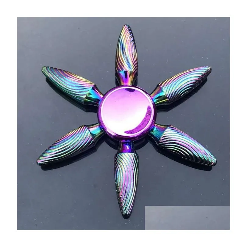 Spinning Top Colorf Spinning Top Zinc Alloy Fidget Spinner Wheels Gyro Toys Metal Bearing Rainbow Hand Spinners Focus Anti-Anxiety Toy Dhorc