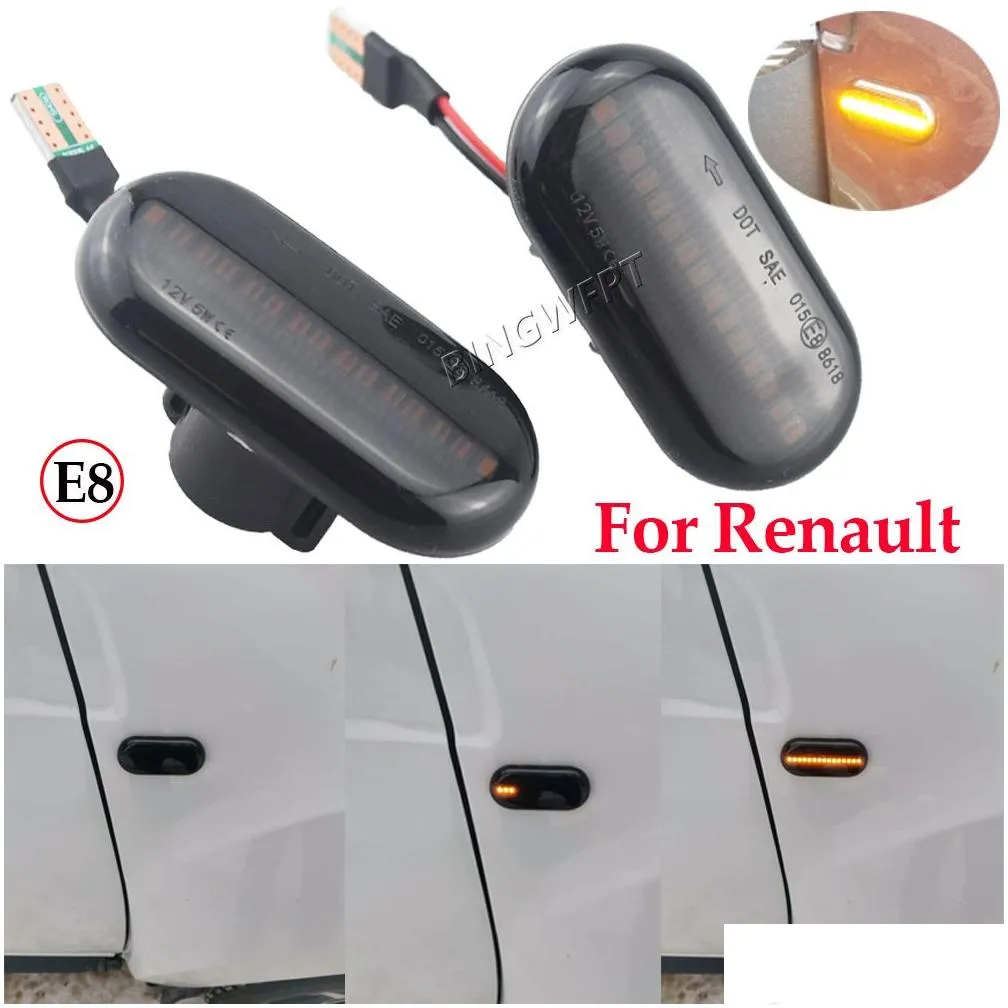 2pcs LED Dynamic Turn Signal Side Marker Light For Renault Clio 1 2 MEGANE ESPACE TWINGO MASTER Nissan Opel  Smart