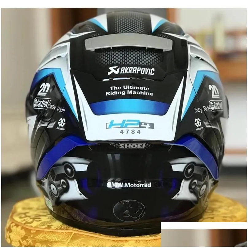 Motorcycle Helmets SHOEI X14 Helmet X-Fourteen R1 60th Anniversary Edition White Blue Full Face Racing Casco De Motocicle