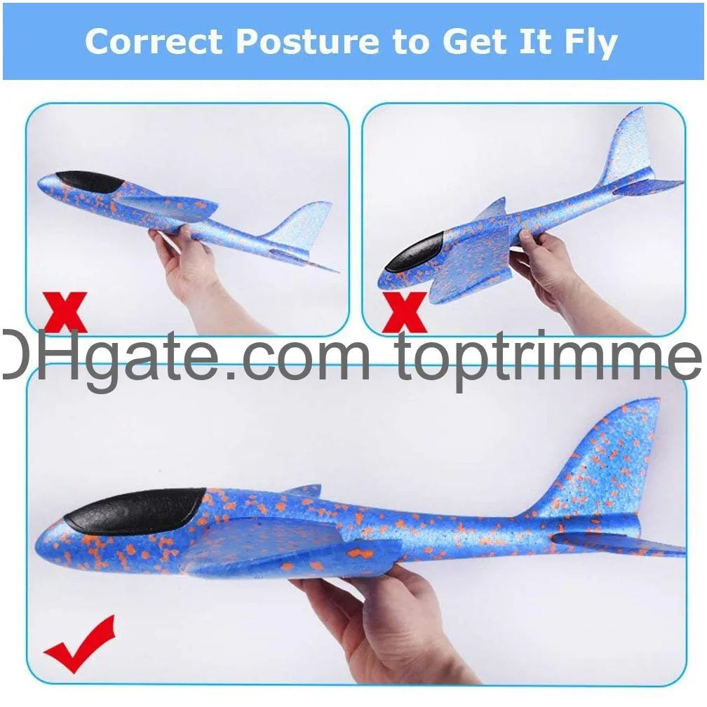 bootaa airplane toys 17.5 large throwing foam plane 2 flight mode glider flying toy for kids birthday gifts for 3 4 5 6 7 8 9 10 11 12 year old boys girls outdoor sport toys party favors