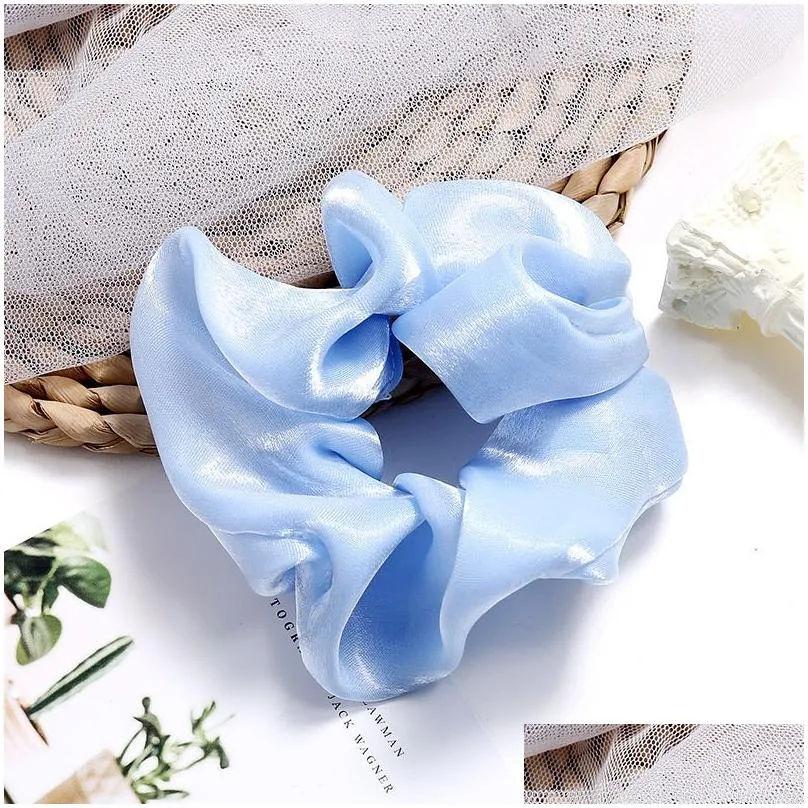 Women Girls Silk Hair Scrunchies Elastic Solid Color Hairband Ponytail Holder Headband Headwear Hairs Accessories 20pcs