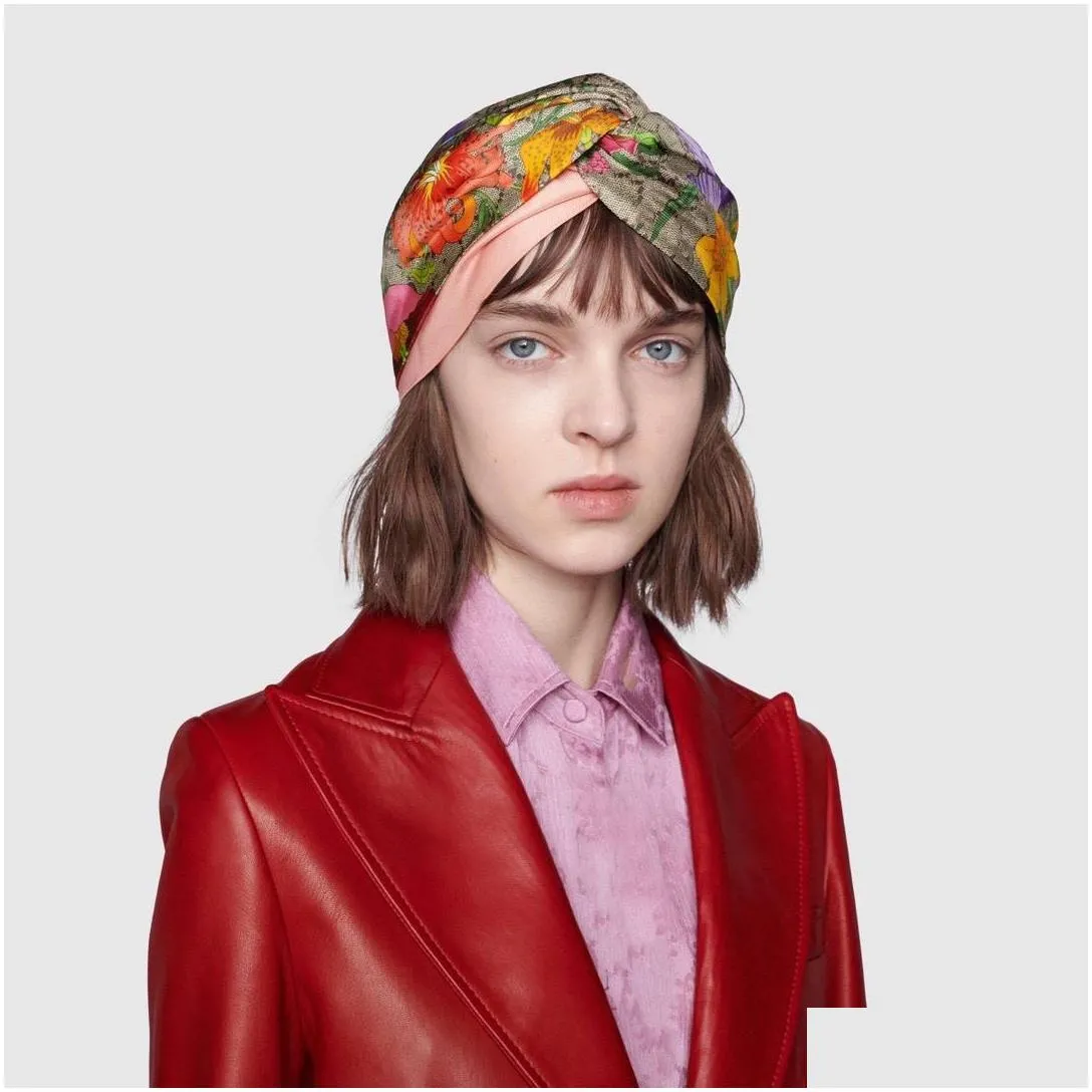 designer 100% silk cross headband women girl elastic hair bands luxury retro turban headwraps gifts flowers
