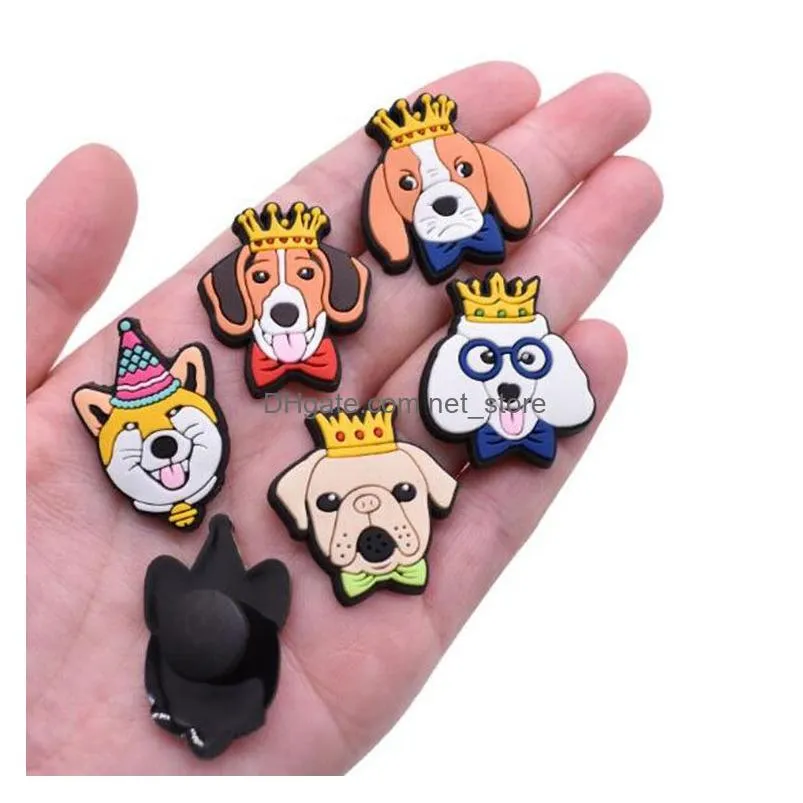 20style cute dog clog charms pvc shoe accessories decoration buckle button kid party gift wholesale