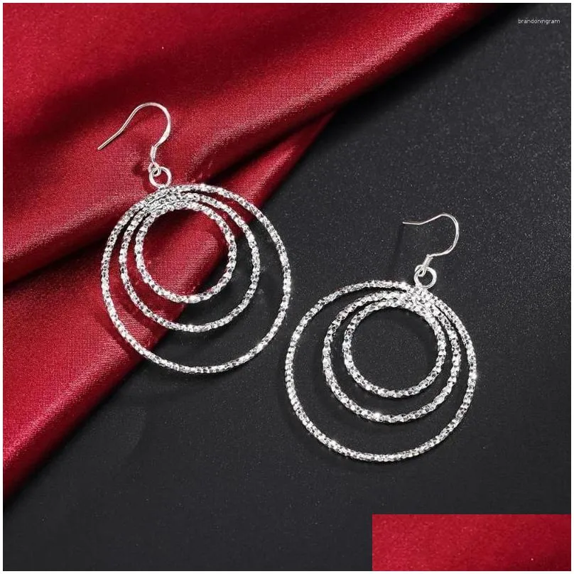 Jewelry Hoop Earrings Charm 925 Sterling Sier Fashion Three Circle Big For Women High Quality Jewelry Party Gift Drop Earring Wedding Dhmoz