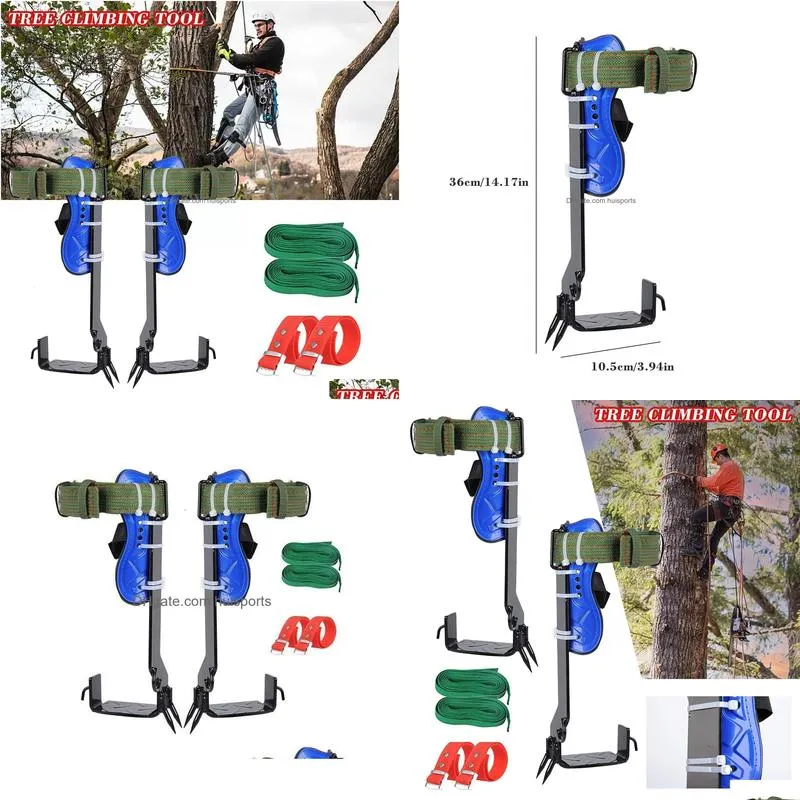cords slings and webbing 2 gears tree climbing spike set safety belt adjustable rescue rope stainess lanyard steel camping equipment