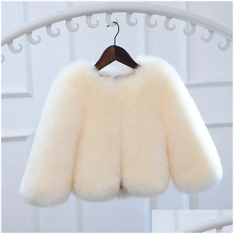 Jackets Jackets Girl S Fashion Faux Fur Coat Super Autumn Winter Children Short Fake Fluffy Jacket Kids Princess Clothes Tz 0 230828 D Dhfi2