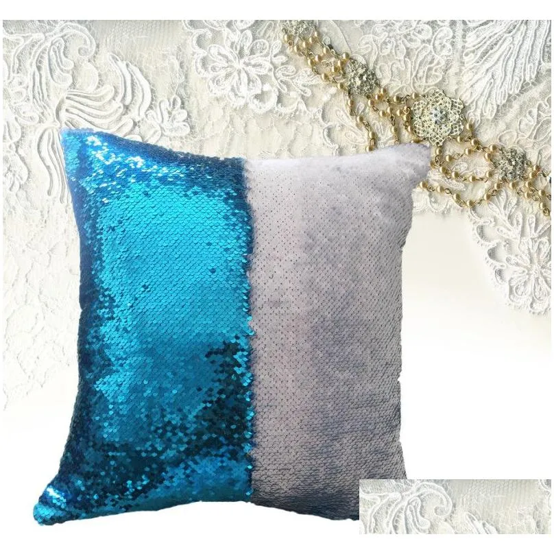 Sequins Mermaid Pillows Case Cushion New Sublimation Magic Sequin Blank Pillow Cases Hot Transfer Printing DIY Personalized Gift