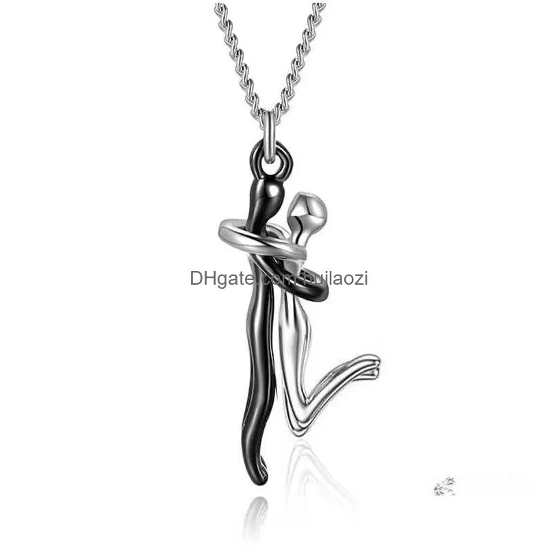 Pendant Necklaces European And American Style Couple Fashionable Personalized 18K Embrace Pendants Collarbone Chain Jewelry Wholesal Dhtmg