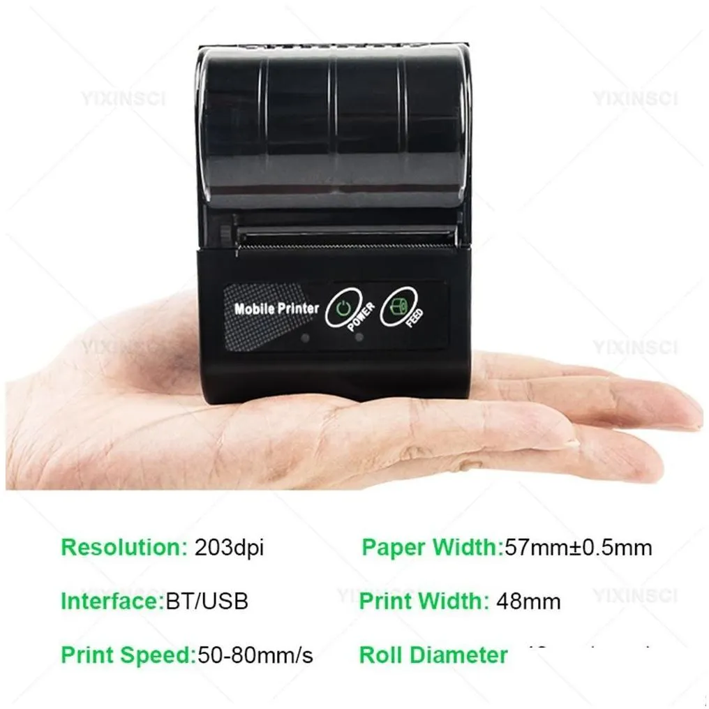 Printers Mini Portable Printer Thermal Wireless Receipt 58Mm Bluetooth Mobile Hine For Small Business Computers Drop Delivery Networki