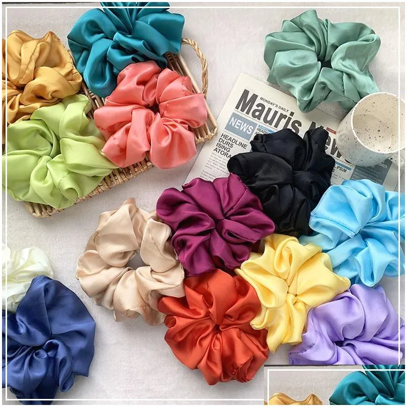 Big Silk Scrunchie Headband hair accessories hairband for women head bands serre tete fashion stirnband tiara ponytail holder 10pcs