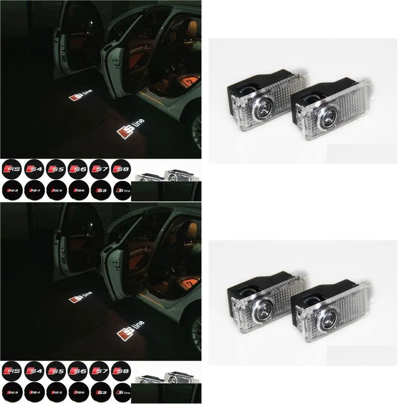 2pcs GHOST LOGO LASER PROJECTOR DOOR UNDER PUDDLE LIGHTS FOR AUDI S line A4 A3 A6 C5 Q7 Q5 A1 A5 80 TT A8 Q3 A7 R8 RS B6 B7 B8 S3 S4