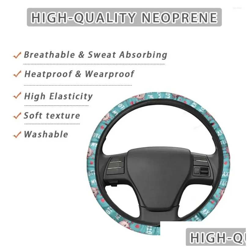Steering Wheel Covers Universal Car Accessories Kawaii Axolotl Cover For Women Easy Install Washable 1PC Protective Case