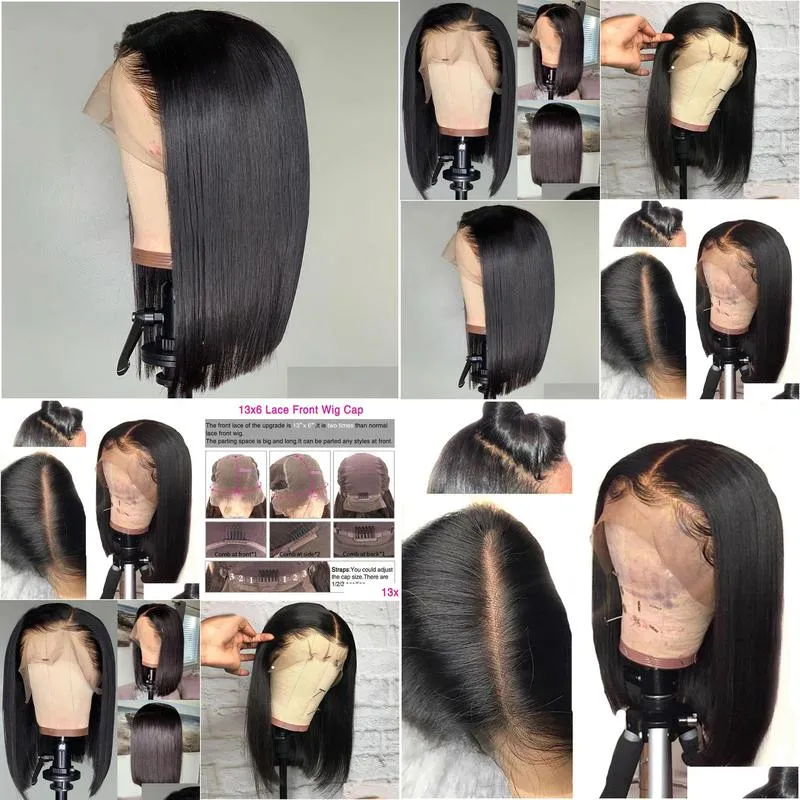 13x6 straight human hair lace front wigs black women deep parting wigs with baby hair pre plucked brazilian remy hair