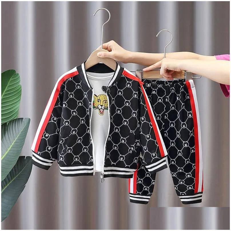 Kids Tracksuit Baby Girls Boys Clothing Sets Autumn Infant Outfits Coats T Shirt Pants 3 Pieces Suit Children Casual Clothes