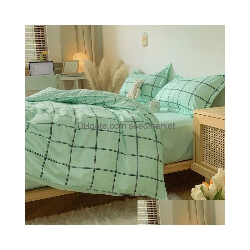 Bedding Sets Nordic Duvet Er And Bedsheet 220X240 Quilt Fashion 150X200 Luxury Set Soft Plaid Bed Linen 230213 Drop Delivery Home Ga Dhtzg