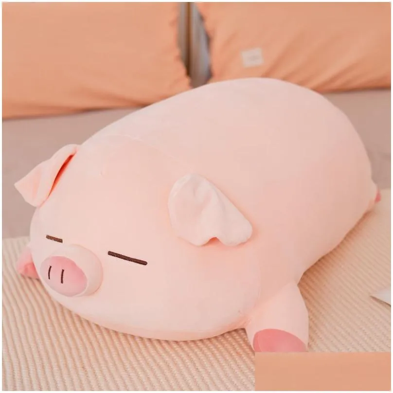 Plush Dolls 40/50/60/80Cm Squish Pig Stuffed Doll Lying Plush Piggy Toy Animal Soft Plushie Pillow Cushion Kids Baby Comforting Gift 2 Dhcap