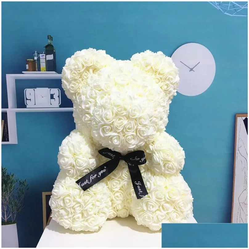 Stuffed & Plush Animals Artificial Flowers Pe Rose Bear Toys Valentines Day Gift Romantic Teddy Bears With Box Doll Girlfriend Present Dhsh7