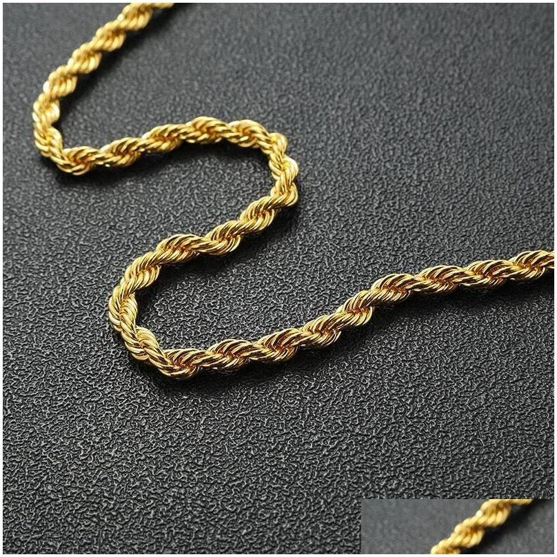 chains drop gold color 6mm rope chain necklace for men women hip hop jewelry accessories fashion 22inch