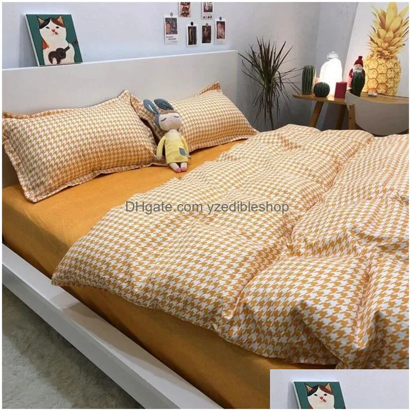 bedding sets nordic grid duvet cover set with bedsheet pillowcase 220x240 quilt 4pcs3pcs fashion comforter bed linen 231121