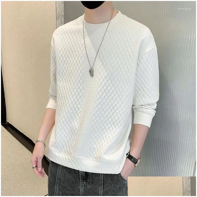 mens hoodies spring autumn y2k elegant fashion kpop sweatshirt man all match long sleeve top solid color casual pullover male clothes