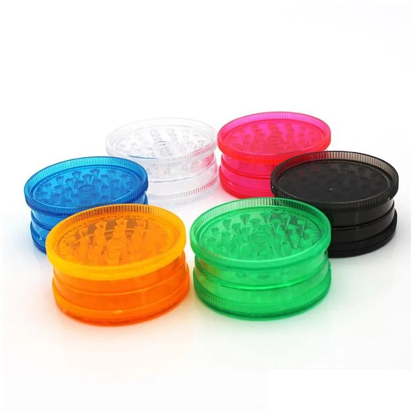  est colorful 40mm plastic herb grind spice miller grinder crusher grinding 3parts portable innovative design for smoking pipes tool