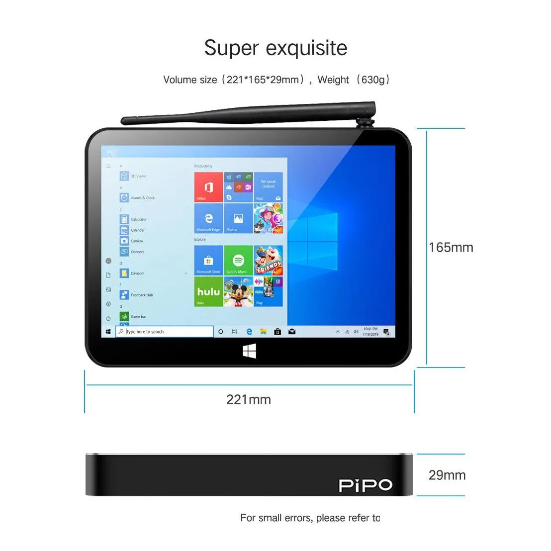 Tablet PC Pipo X11 9 inch PLS 1920*1200 Win10 Z8350 2G 64G BT4.0 Wifi TV Smart Box Mini Desktop