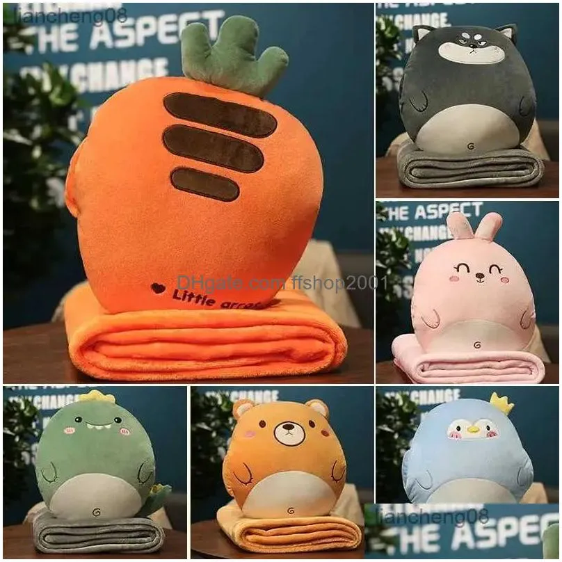 cushion/decorative stuffed hand warmer bag cartoon animal blanket cute cushion blanket home car travel for children girl gift r231117