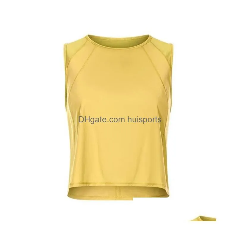 ll hollow out back mesh tank tops yoga outfits breathable quick dry gym clothes women vest fitness shirt lu-50