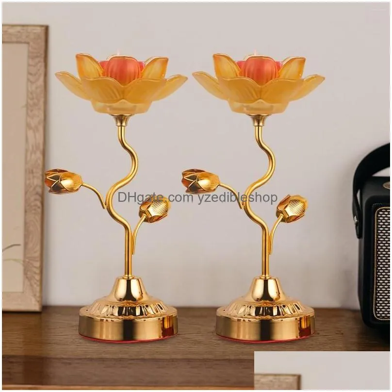 Candle Holders 2X Lotus Ghee Lamp Holder Butter Candlestick For Bedroom Drop Delivery Home Garden Decor Dhs1J