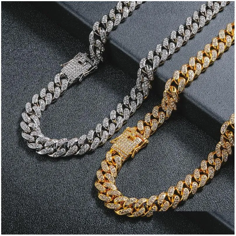 chains cuban link chain for men iced out silver gold rapper necklaces full  necklace bling diamond hip hop jewelry choker