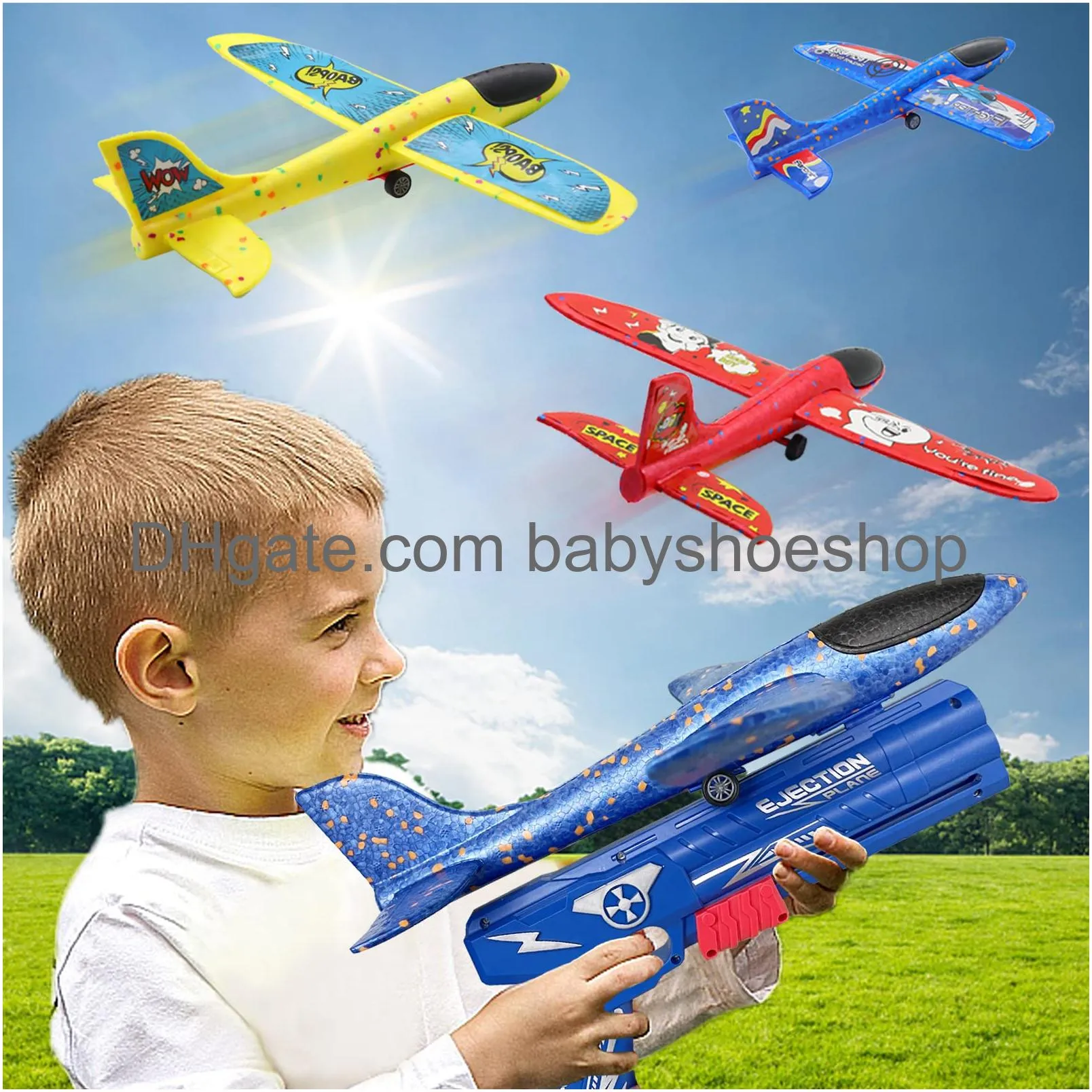 florong airplane toy oneclick ejection model foam airplane with large throwing foam plane flying toy for kids