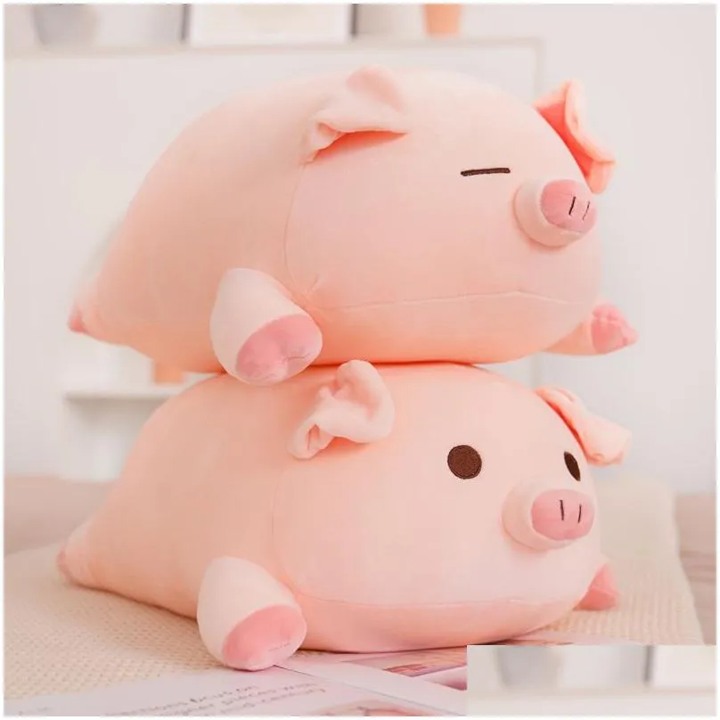 Plush Dolls 40/50/60/80Cm Squish Pig Stuffed Doll Lying Plush Piggy Toy Animal Soft Plushie Pillow Cushion Kids Baby Comforting Gift 2 Dhcap