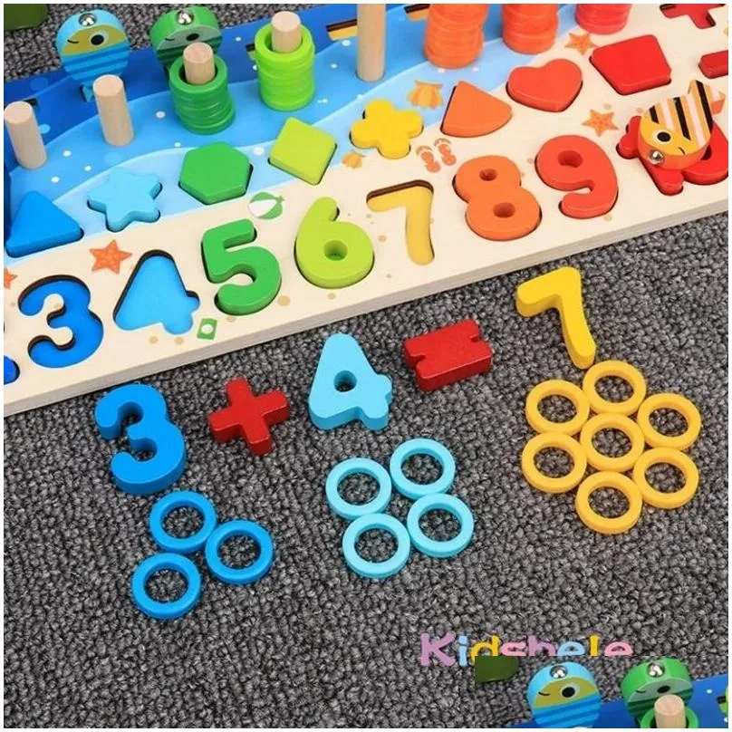 Learning Toys Learning Toys Kids Montessori Math For Toddlers Educational Wooden Puzzle Fishing Count Number Shape Matching Sorter Gam Dhscu