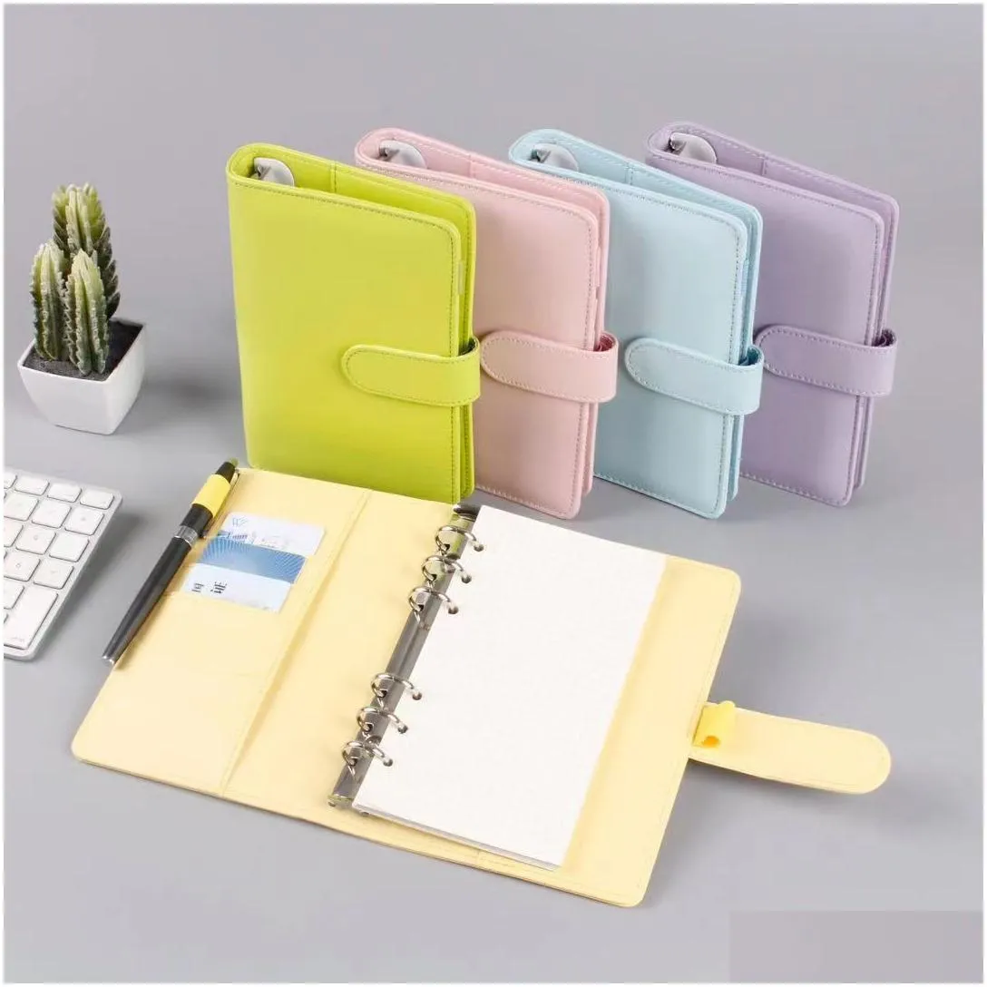 a6 empty notebook binder notepads loose leaf notebooks without paper pu faux leather cover file folder spiral planners scrapbook