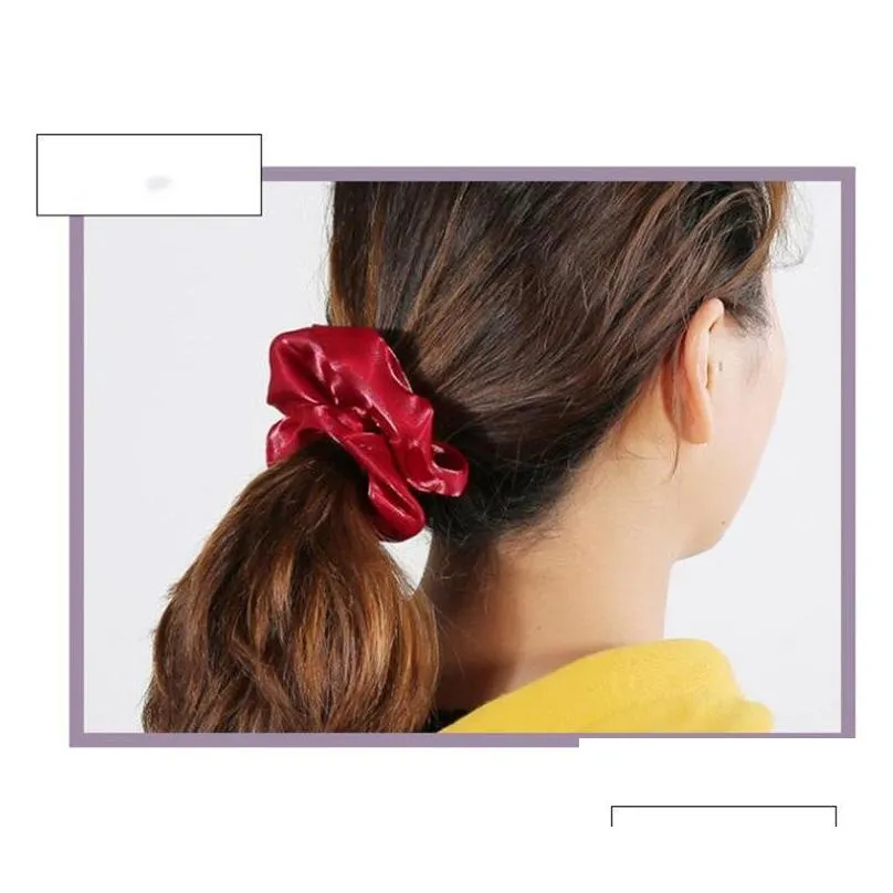 Women Girls Silk Hair Scrunchies Elastic Solid Color Hairband Ponytail Holder Headband Headwear Hairs Accessories 20pcs