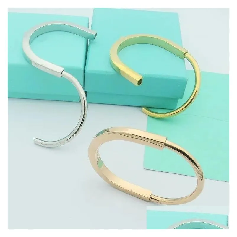 Luxury Designer Gold Horseshoe Bangle Women Stainless Steel Fashion Rose Gold Couple Bracelet Jewelry Wholesale