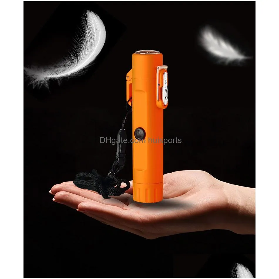 arc usb lighter camping outdoor survival plasma torch with flashlight compass survival lighters waterproof and windproof