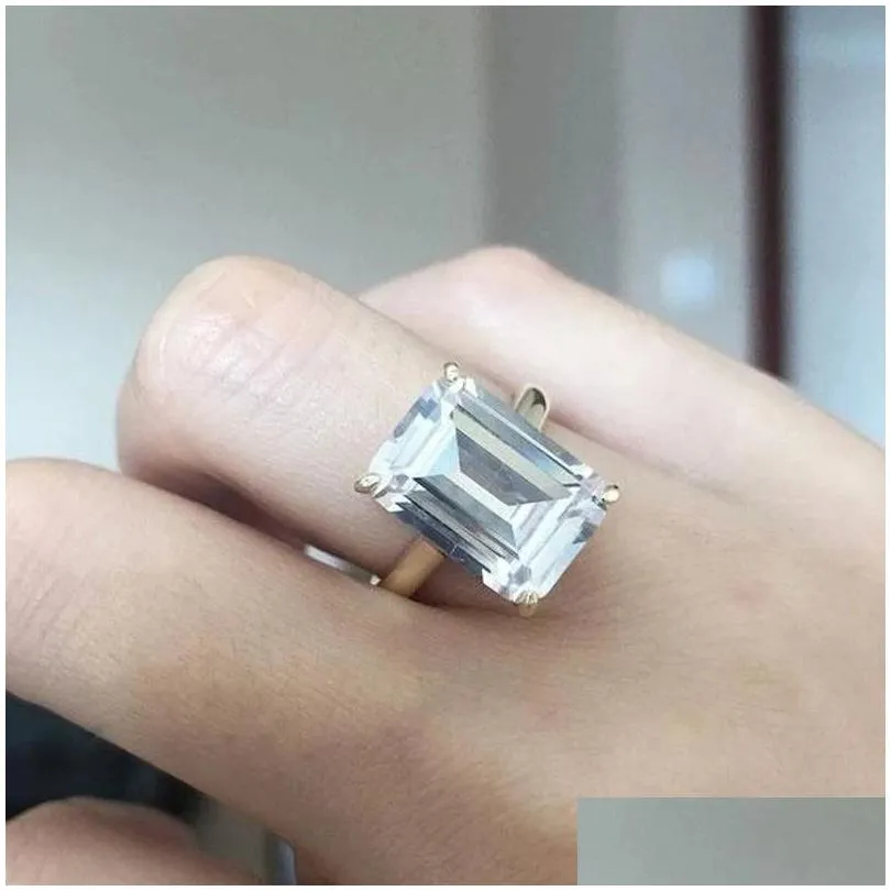 2021 fashions women sterling silver 925 jewellery classic engagement ring emerald cut diamond ring