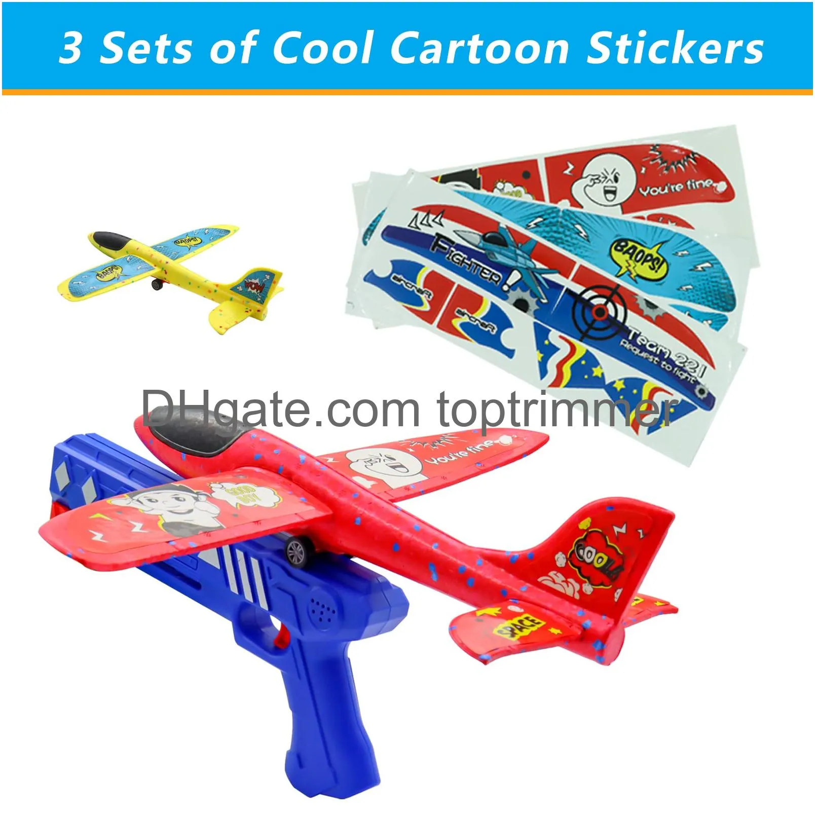 gnalgnat flying airplane toy with launcher throwing foam airplane activities for kids with 2 flight mode outdoor flying toys airplane gifts for kids age 4 5 6 7 8 9 10 11 12 year old boys