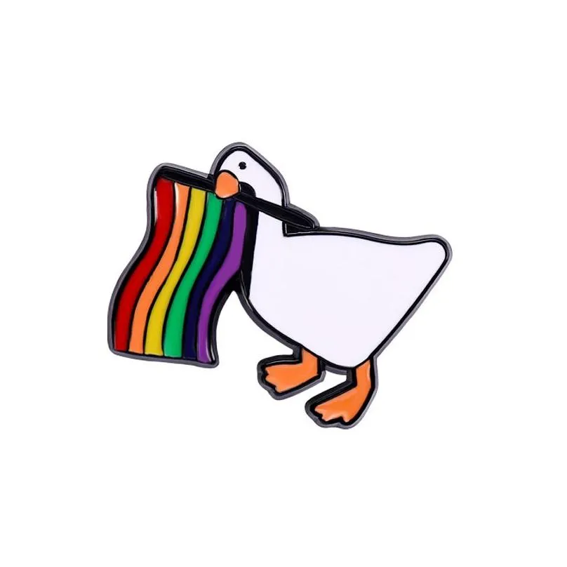 Cartoon Accessories Pride Flag Enamel Pins Custom Love Is He Him Brooches Lgbt Lapel Badges Cats Frog Goose Jewelry Gift For Kids Frie Dhu5S