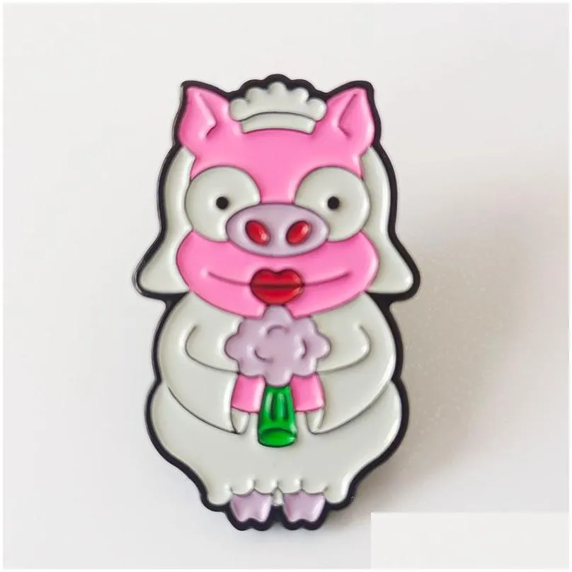 Cute Pig Hard Enamel Pins Collect Funny Animal Metal Cartoon Brooch Backpack Collar Lapel Badges Men Women Fashion Jewelry Gifts