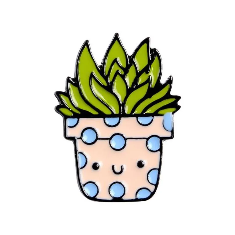 Cartoon Accessories Cartoon Cactus Brooch Cute Mini Plant Pot Enamel Women Denim Jackets Lapel Pins Hat Badges Kid Jewelry Christmas G Dhihy